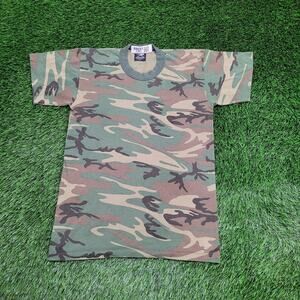 Vintage Rothco M81 Woodland Camo Shirt Small 18x26 Green Brown USA